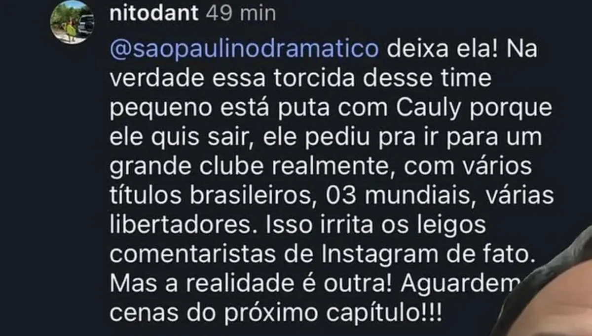 Comentário de pai do jogador irritou torcida por Reprodução