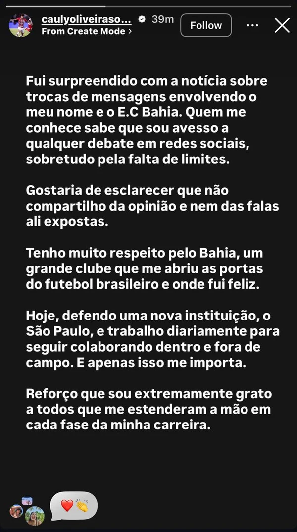 Posicionamento de Cauly por Reprodução