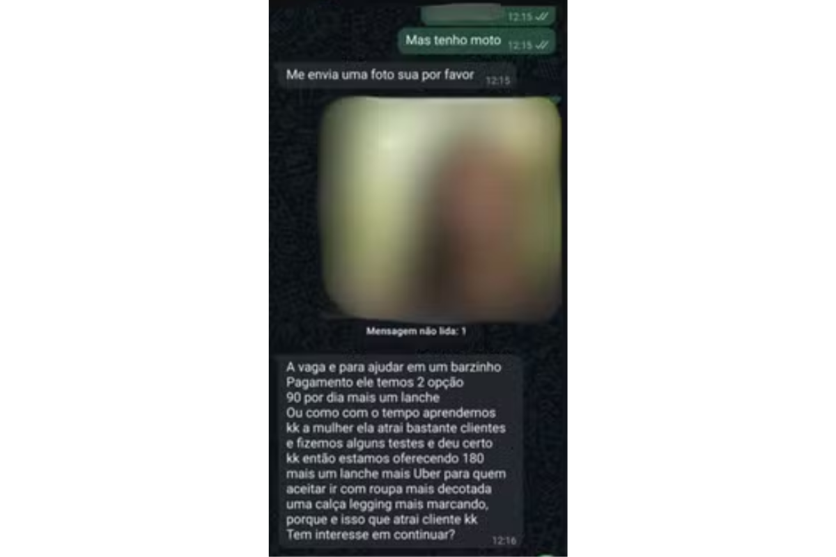 Prints da conversa entre candidata e hamburgeria foram divulgados por Reprodução/g1