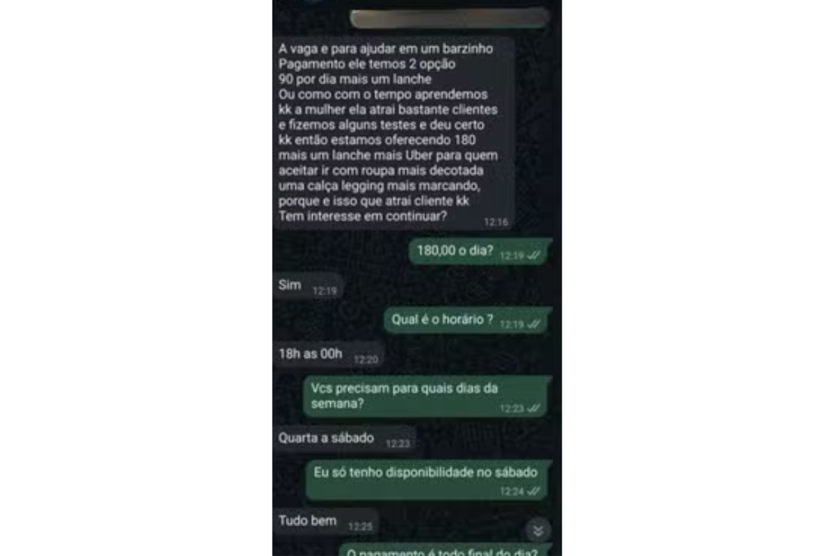 Prints da conversa entre candidata e hamburgeria foram divulgados por Reprodução/g1