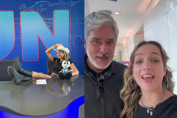 Samira Sagr encontra William Bonner nos estúdios Globo em São Paulo