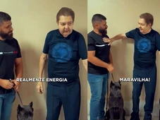 Imagem - Faustão aparece em pé em foto após adotar novo pet e surpreende fãs
