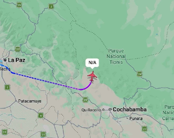 Avião voa em círculos por duas horas até cair na Bolívia por Reprodução