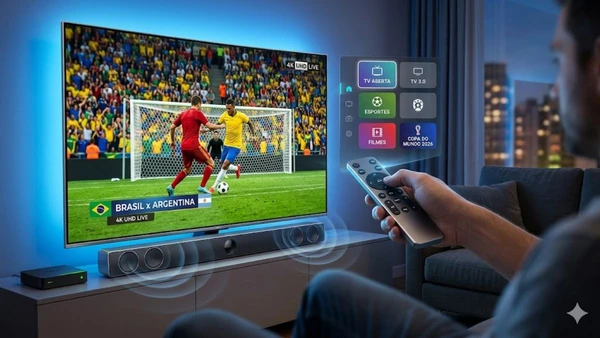 Copa do Mundo de 2026 terá transmissão em 4K e som de cinema com a chegada da TV 3.0 por IA/GEMINI