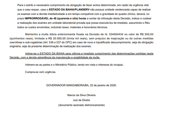 Decisão judicial determinou tratamento por Reprodução