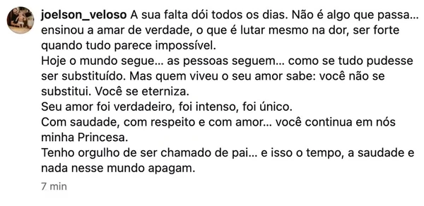 Pai de Isabel Veloso quebra o silêncio após viúvo assumir namorada