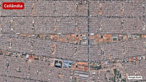 Ceilândia, no DF, vista de cima por Google Earth