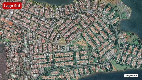 Lago Sul, região nobre do DF, vista de cima por Google Earth