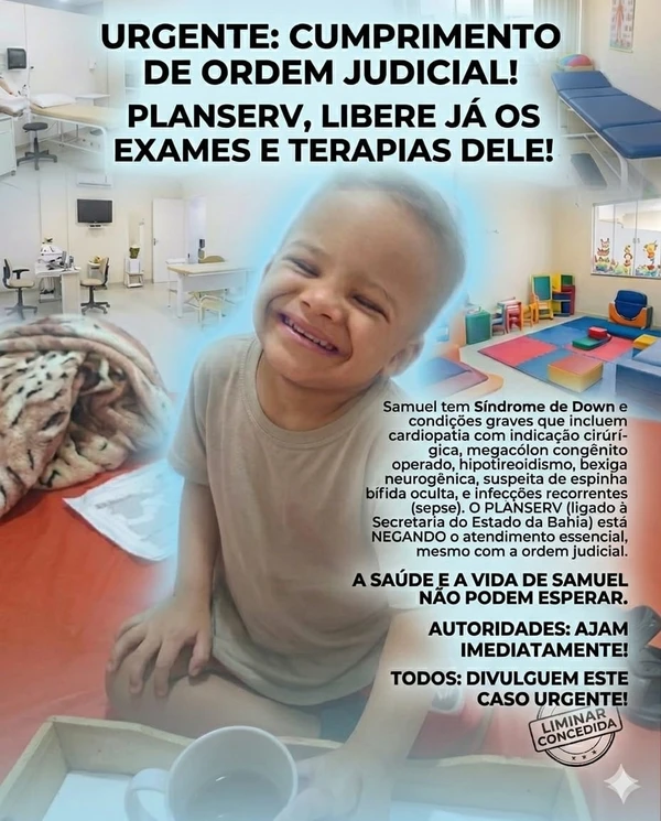 Samuel Lucas tem 4 anos e precisa de tratamento médico por Acervo pessoal 