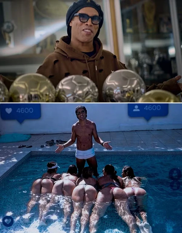 Ronaldinho Gaúcho 'refaz' com troféus foto polêmica com mulheres na piscina por Reprodução