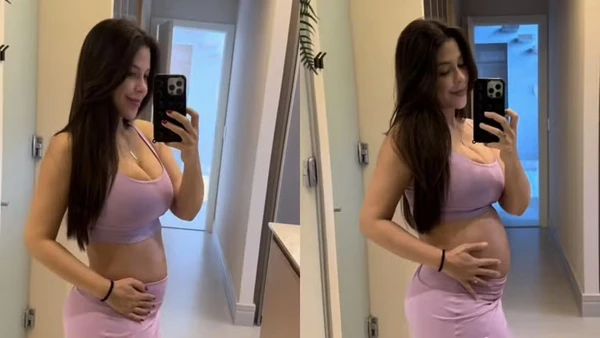 Laís Caldas exibe o tamanho da barriga pela manhã e pela noite