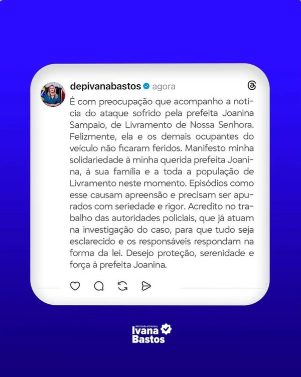 Prefeita Joanina Sampaio é vítima de atentado por Prefeita Joanina Sampaio é vítima de atentado