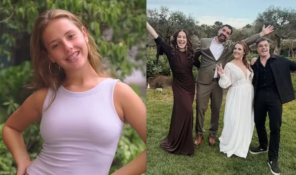 Kananda Raia nos tempos de atriz mirim e com os tios em seu casamento por Reprodução/Redes sociais 