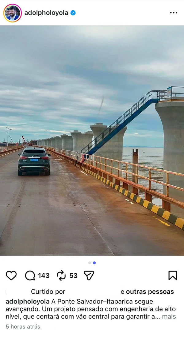 Publicação de Adolpho Loyola no Instagram