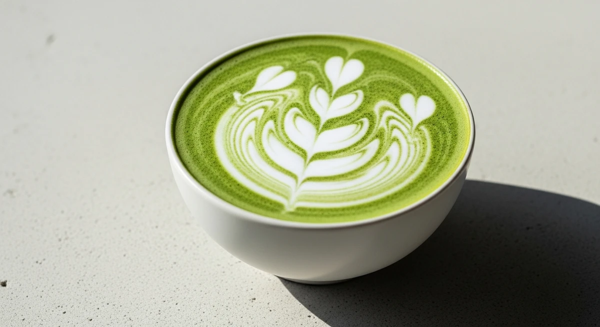 Aquário – Matcha latte (base café opcional): Inovador e original. por Imagem gerada por IA