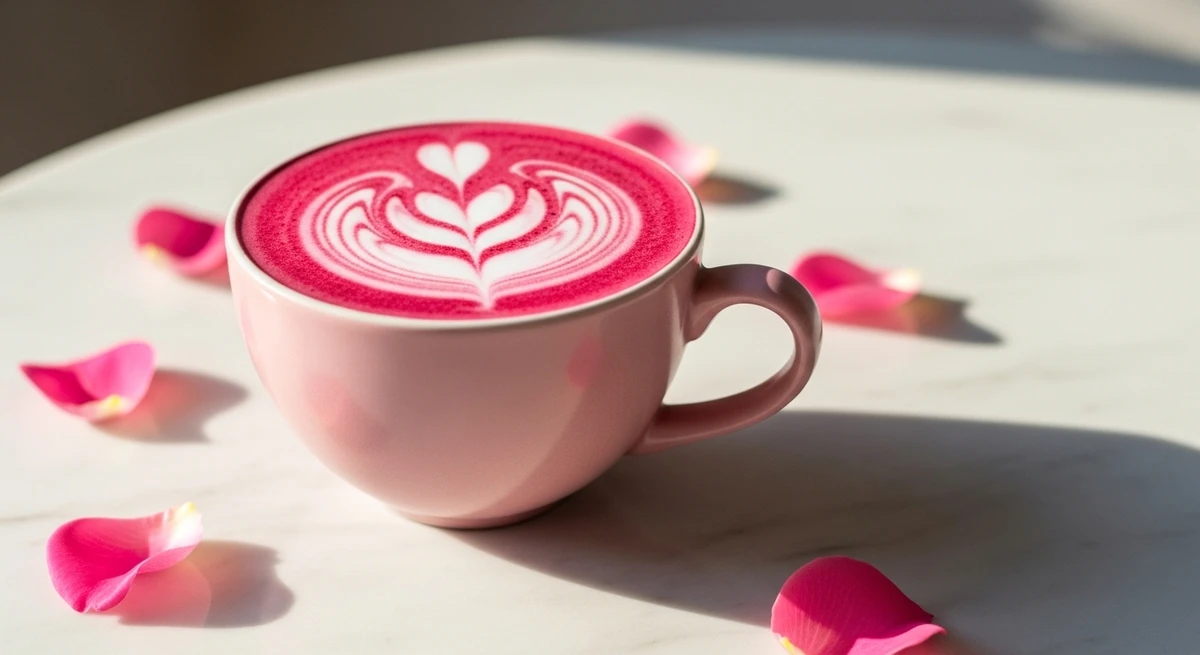 Libra – Pink latte (com beterraba/morango): Estético, equilibrado e charmoso. por Imagem gerada por IA