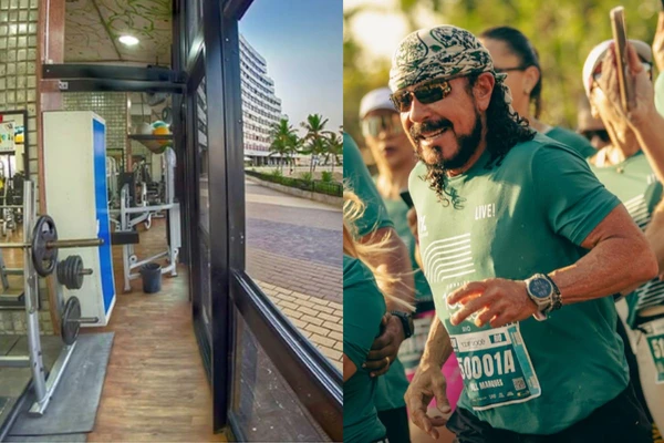 Bell Marques em academia localizada na orla de Salvador