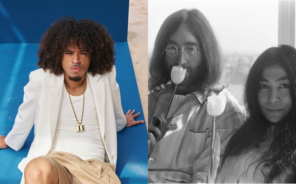 O rapper L7NNON, John Lennon e Yoko Ono