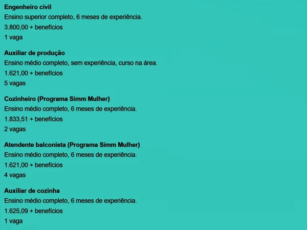 Veja vagas por Reprodução