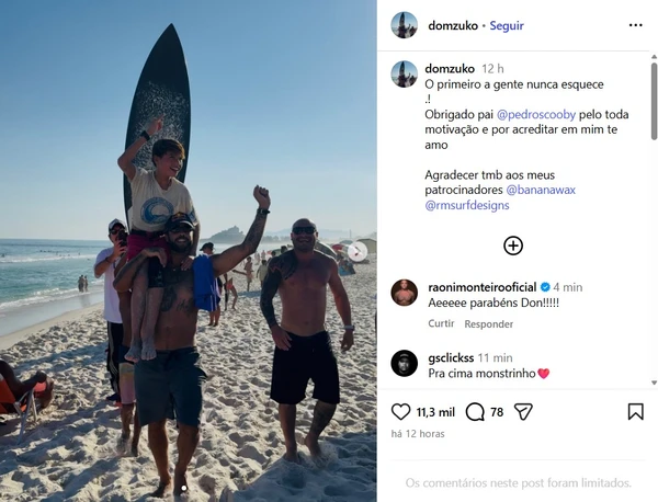 Filho de Pedro Scooby e Luana Piovani vence primeiro campeonato de surfe por Reprodução/Redes Sociais 