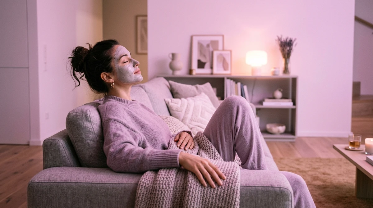 Libra: Cromoterapia com luzes suaves e máscaras faciais de argila por Imagem gerada por IA