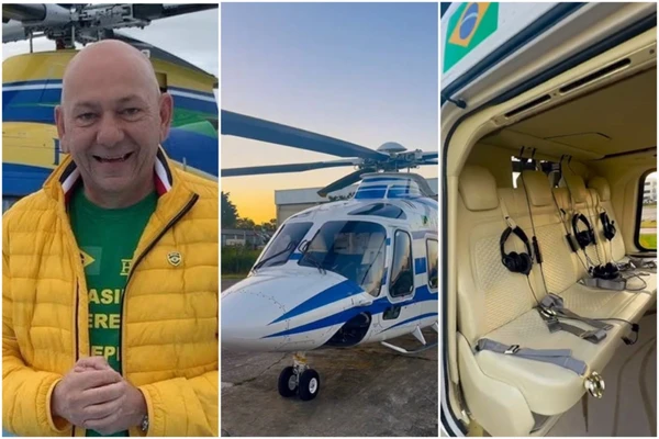 Luciano Hang e seu helicóptero