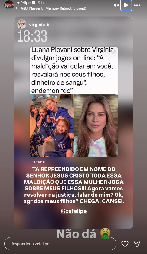 Zé Felipe se colocou ao lado de Virginia