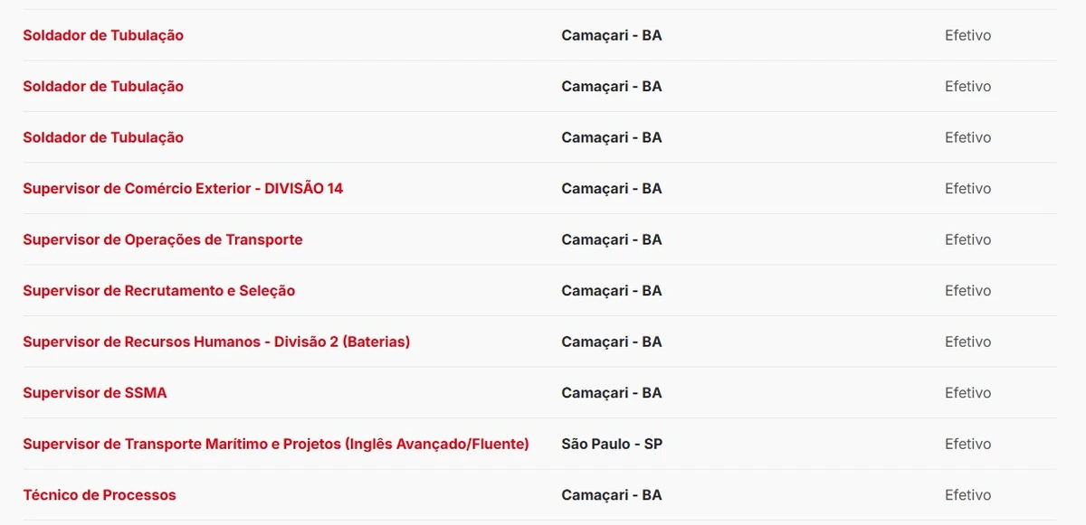 Vagas foram detalhadas pela BYD por Reprodução/BYD