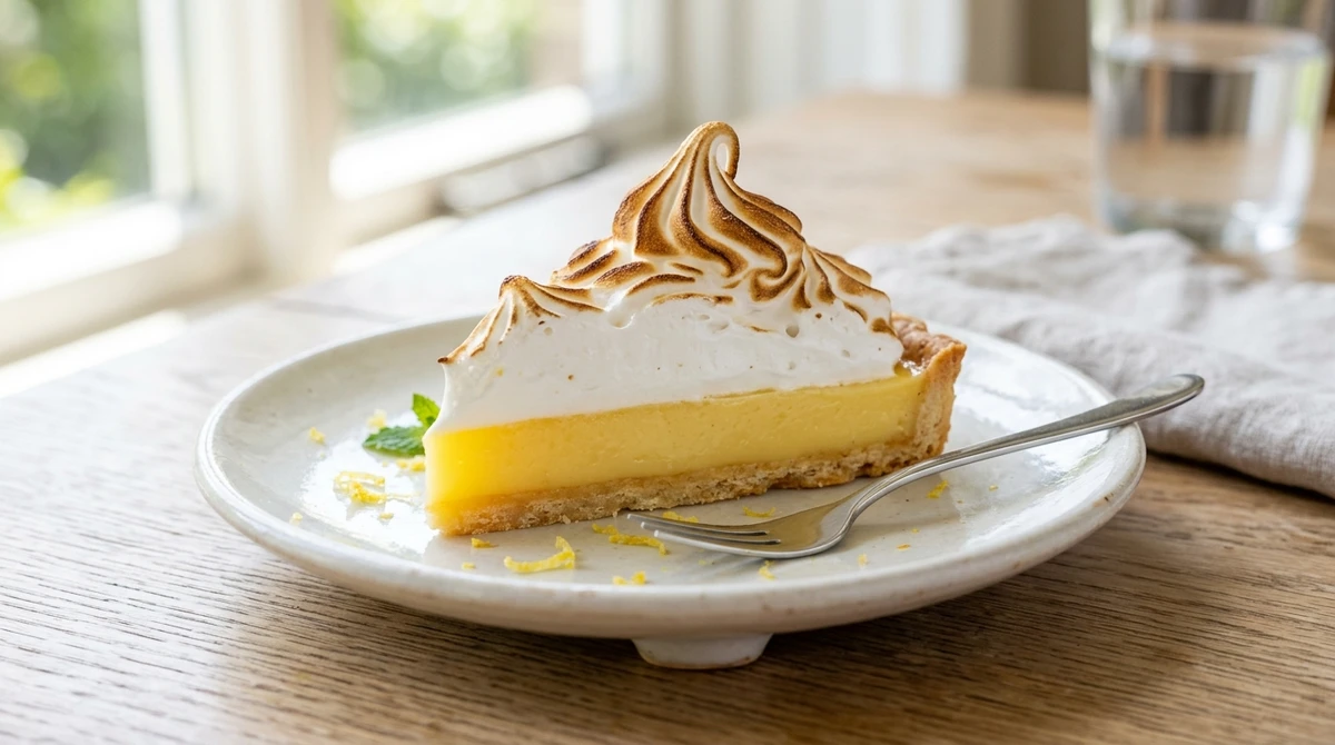 Virgem: Torta de limão. Com o merengue perfeitamente maçaricado por cima. É o equilíbrio exato entre o doce e o azedo, tudo muito organizado e limpo por Imagem gerada por IA