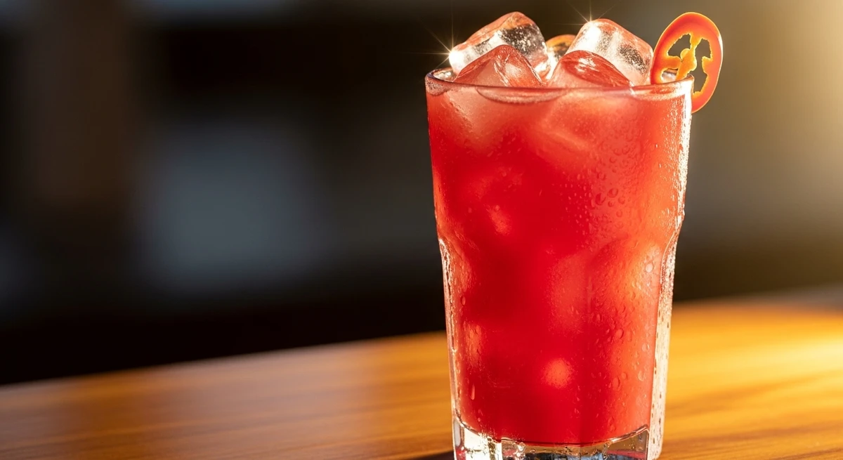 Bebida de Áries: Drink de Melancia com Pimenta - A cor vermelha do signo com o toque picante do elemento fogo. por Imagem gerada por IA