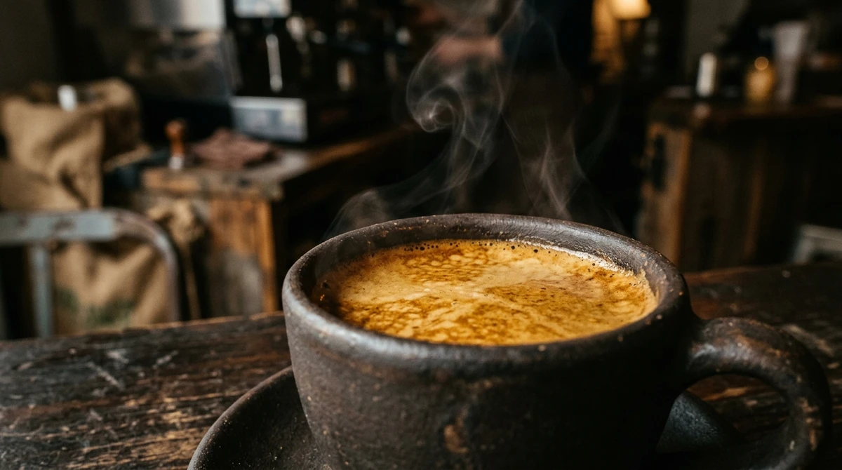 Bebida quente de Áries: Café Espresso duplo - Áries precisa de energia imediata e prefere algo direto e forte. por Imagem gerada por IA