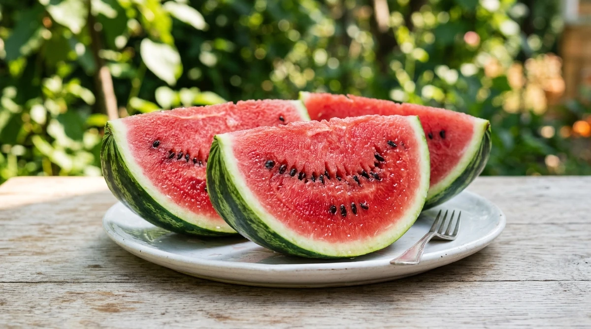 Fruta de Câncer: Melancia suculenta - Uma fruta cheia de água (elemento do signo), doce e que remete a momentos de frescor em família. por Imagem gerada por IA