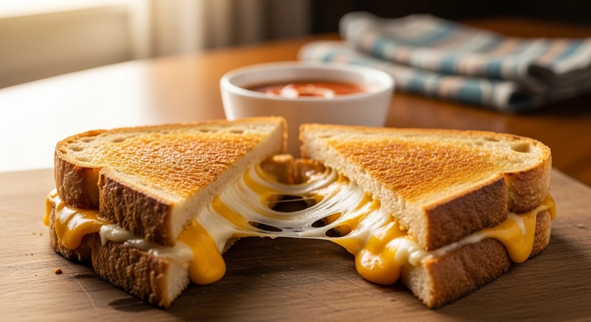 Sanduíche de Câncer: Queijo/Misto quente ultra queijudo - O ápice do "comfort food", quentinho e feito com pão de forma macio. por Imagem gerada por IA