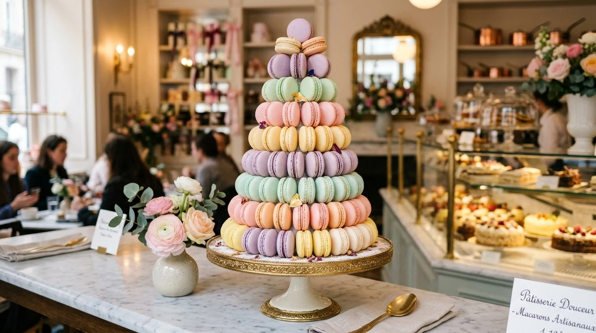 Sobremesa de Gêmeos: Macarons coloridos - Pequenos, sofisticados, de vários sabores e esteticamente perfeitos para o olhar curioso do signo. por Imagem gerada por IA