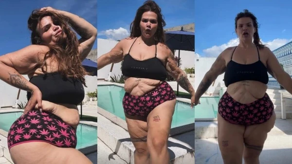 Thais Carla surge de biquíni após emagrecer