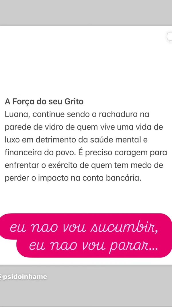 Luana Piovani compartilha carta aberta a ela em meio a polêmica com Virginia Fonseca por Reprodução