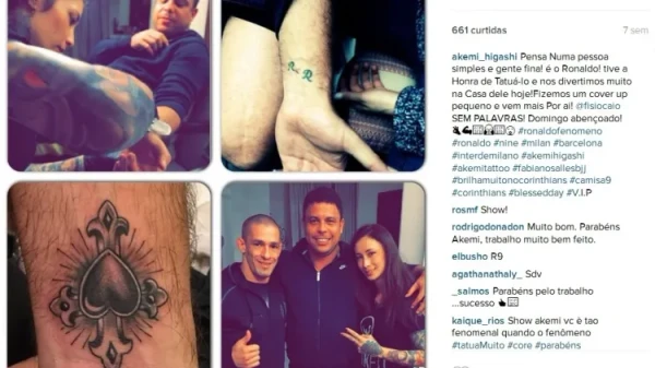 Ronaldo cobre tatuagem em homenagem à ex Daniella Cicarelli por Reprodução/Instagram