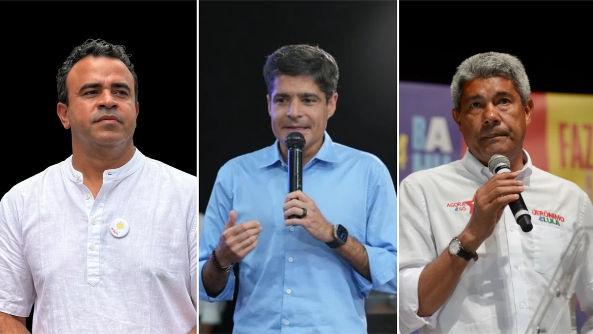 Ronaldo Mansur (PSOL, ACM Neto (União Brasil) e Jerônimo Rodrigues (PT)