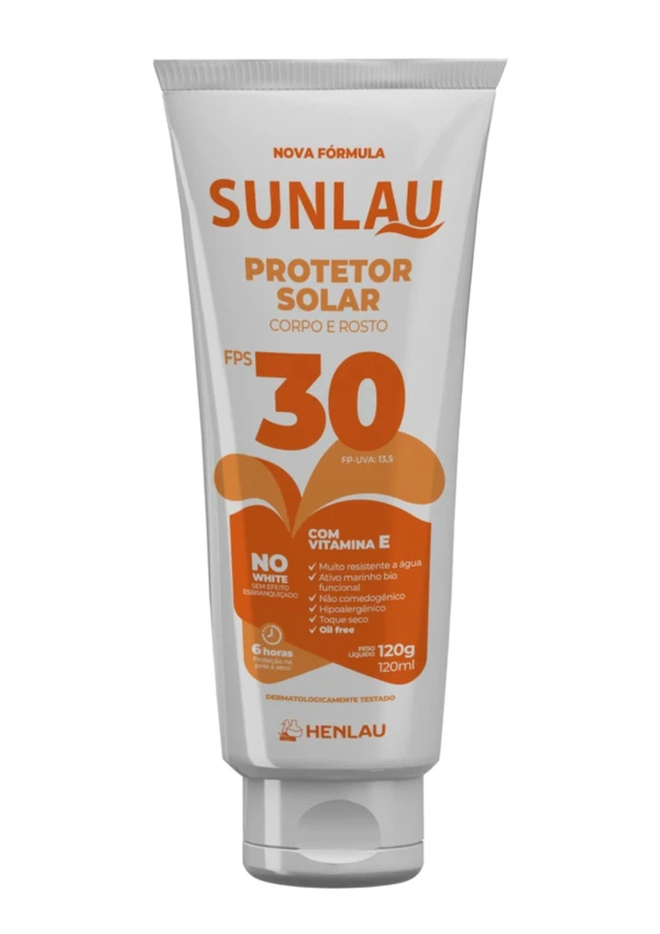 Sunlau FPS 30 - Loção de proteção solar UVA/UVB com vitamina E  por Divulgação