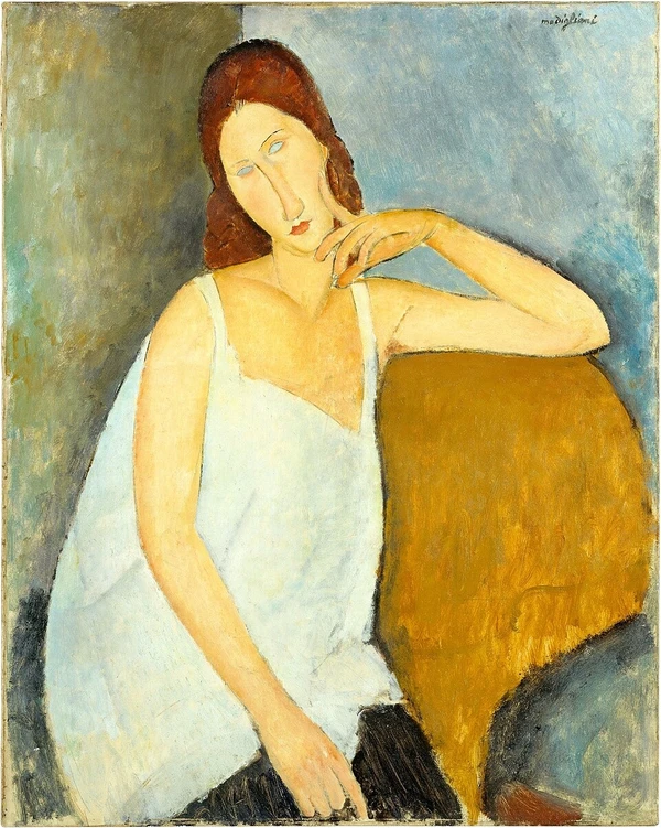 Jeanne Hébuterne, obra de Amedeo Modigliani, de 1919, exposta no MET, em Nova York por Reprodução
