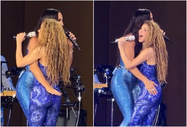Ivete Sangalo cumprimentou Shakira com tapinhas no bumbum por Reprodução/Instagram