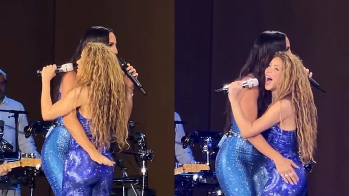 Ivete Sangalo cumprimentou Shakira com tapinhas no bumbum