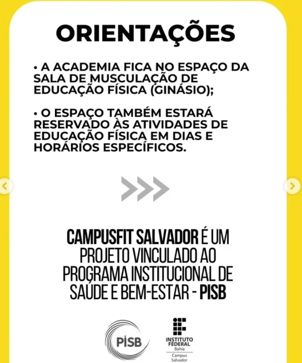 Instituto Federal inaugura academia gratuita para estudantes e servidores em Salvador por Reprodução / Redes sociais