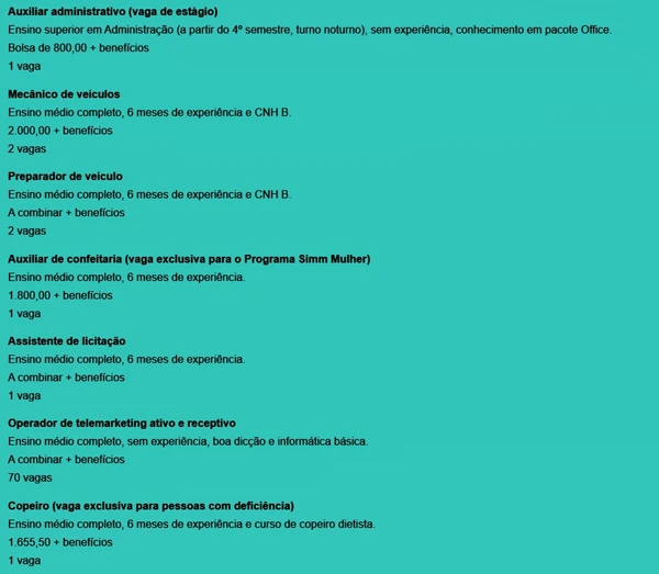 Veja vagas do SIMM por Reprodução