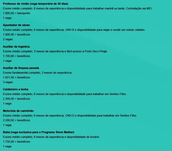 Veja vagas do SIMM por Reprodução
