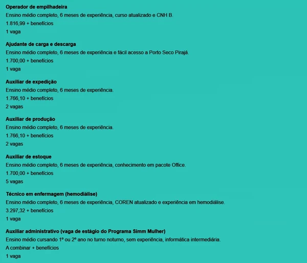Veja vagas do SIMM por Reprodução
