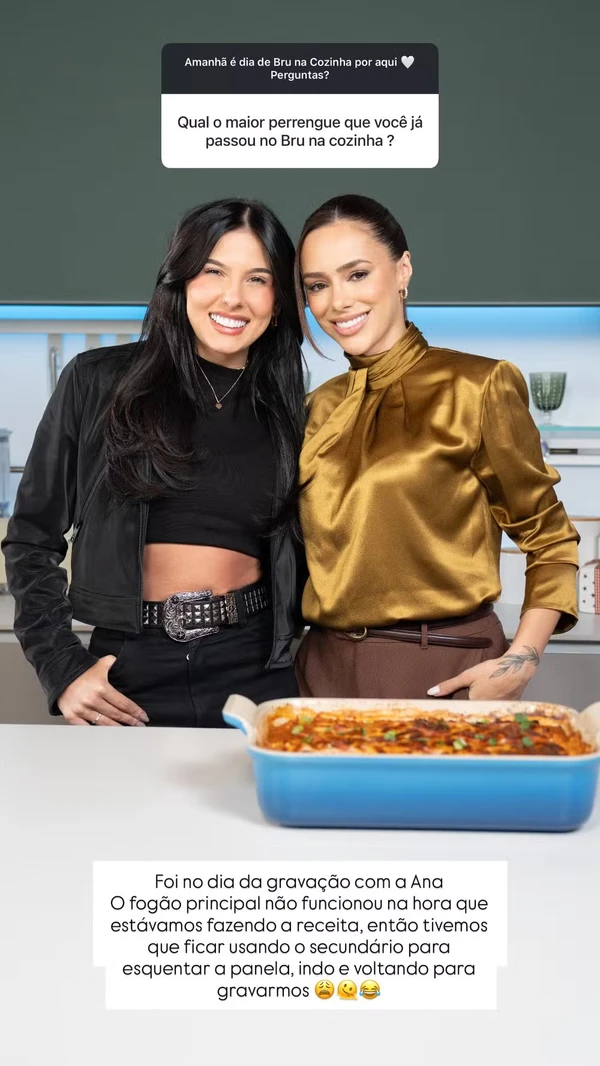 Bruna Biancardi em seu quadro de receitas com Ana Castela por Reprodução/Instagram