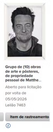 Leilão beneficente de Matthew Perry por Reprodução/Heritage Auctions