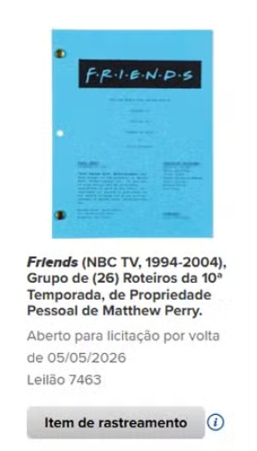 Leilão beneficente de Matthew Perry por Reprodução/Heritage Auctions