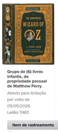 Leilão beneficente de Matthew Perry por Reprodução/Heritage Auctions